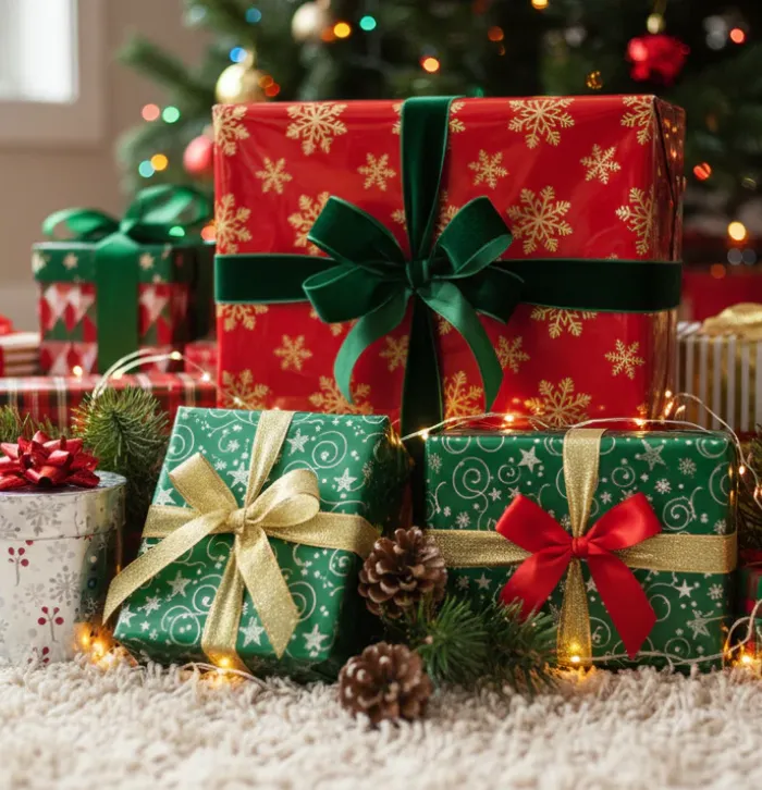 presents wrapped under the tree