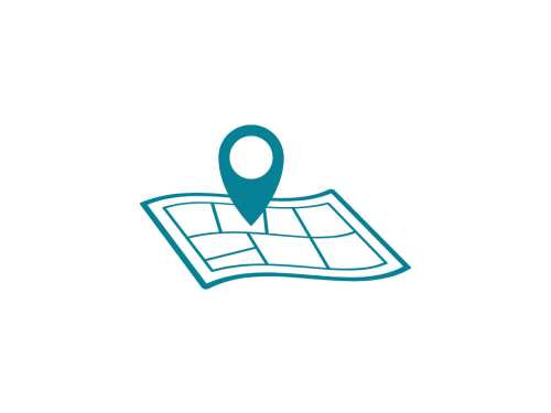 Simple line map icon.